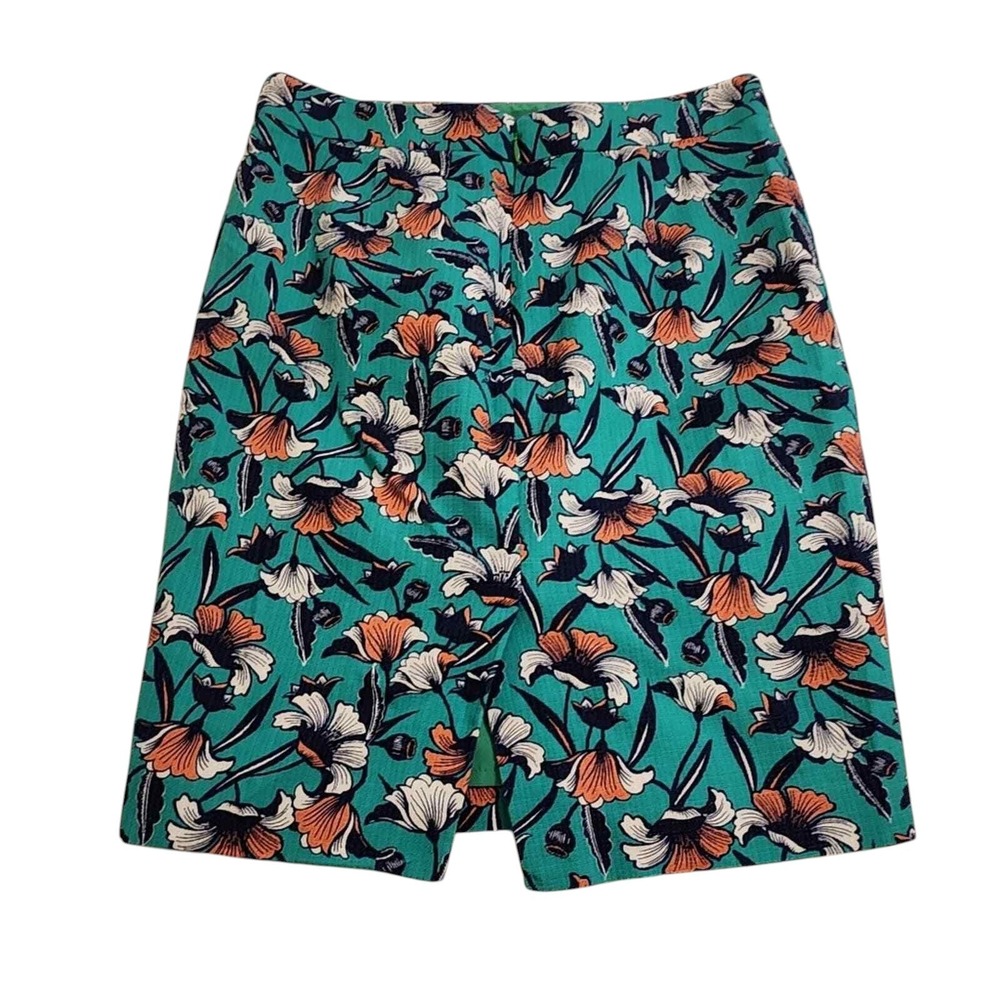J. Crew Floral Pencil Skirt Colorful Print Career‎ Office Work Cocktail Size 0